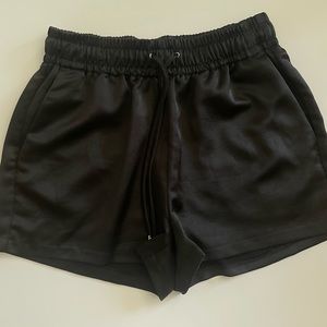 Express XS black satin high rise shorts